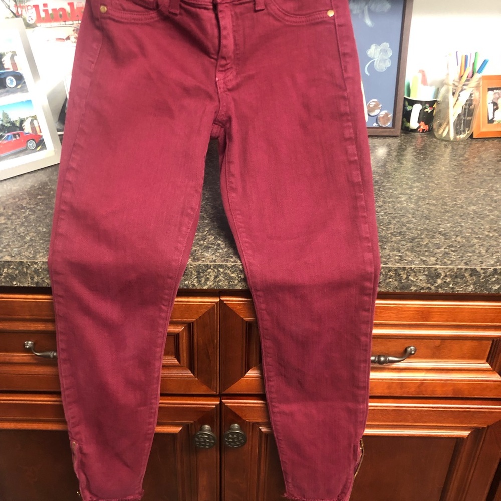 Pistols brand maroon straight leg jeans